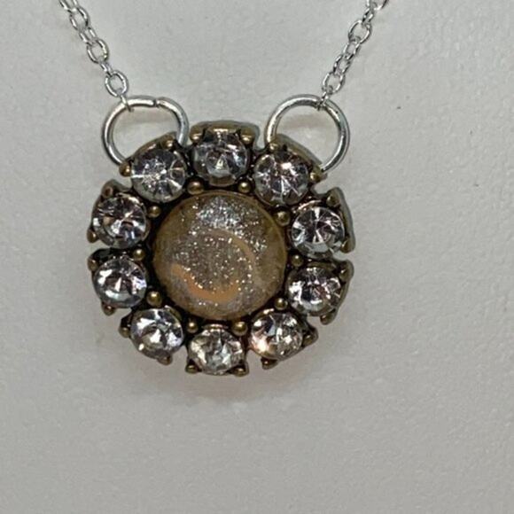 Silver-Tone Glitter Sparkle Rhinestone Necklace - Picture 3 of 7